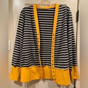 Mineral Washed Striped Cardigan